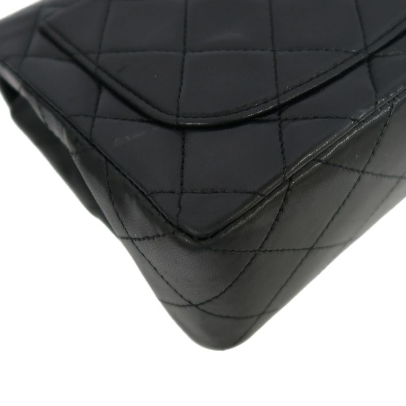 CHANEL Matelasse Mini Flap Chain Shoulder Bag, Black Lambskin, Gold Hardware, With Dust Bag