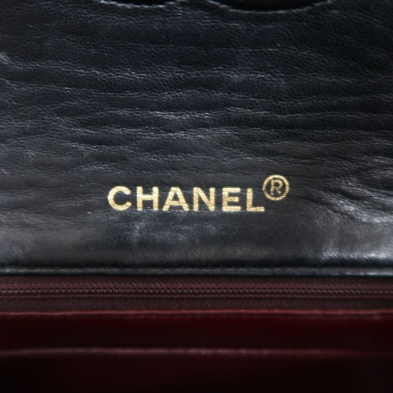 CHANEL Matelasse Mini Flap Chain Shoulder Bag, Black Lambskin, Gold Hardware, With Dust Bag