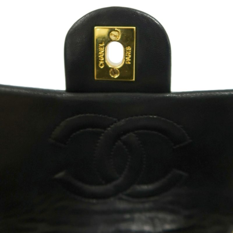 CHANEL Matelasse Mini Flap Chain Shoulder Bag, Black Lambskin, Gold Hardware, With Dust Bag