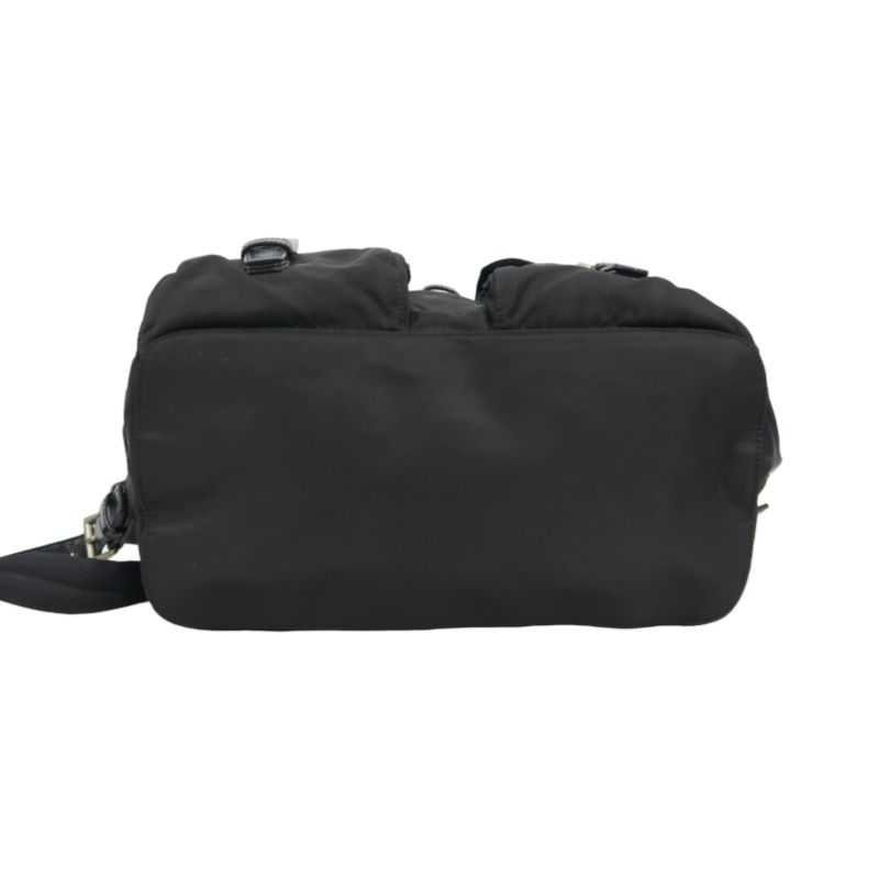 PRADA Backpack, Nylon, Black, Silver Hardware