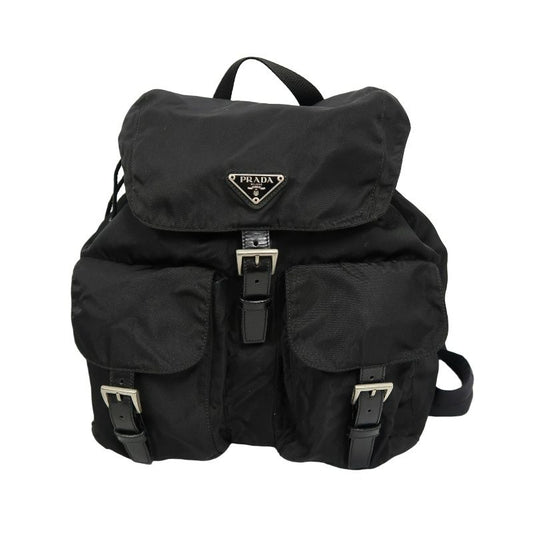PRADA Backpack, Nylon, Black, Silver Hardware