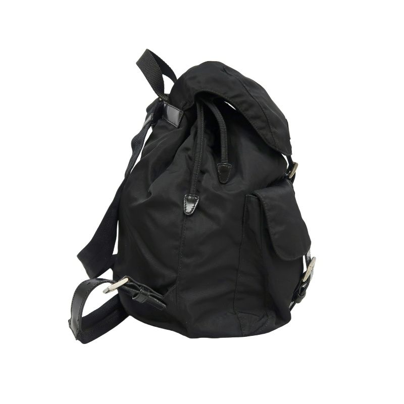PRADA Backpack, Nylon, Black, Silver Hardware