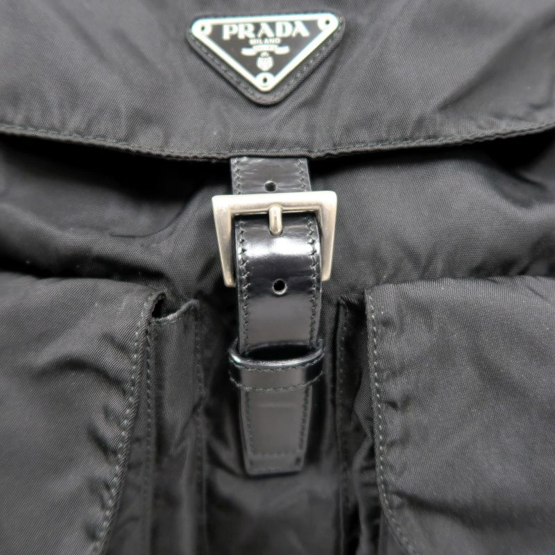 PRADA Backpack, Nylon, Black, Silver Hardware