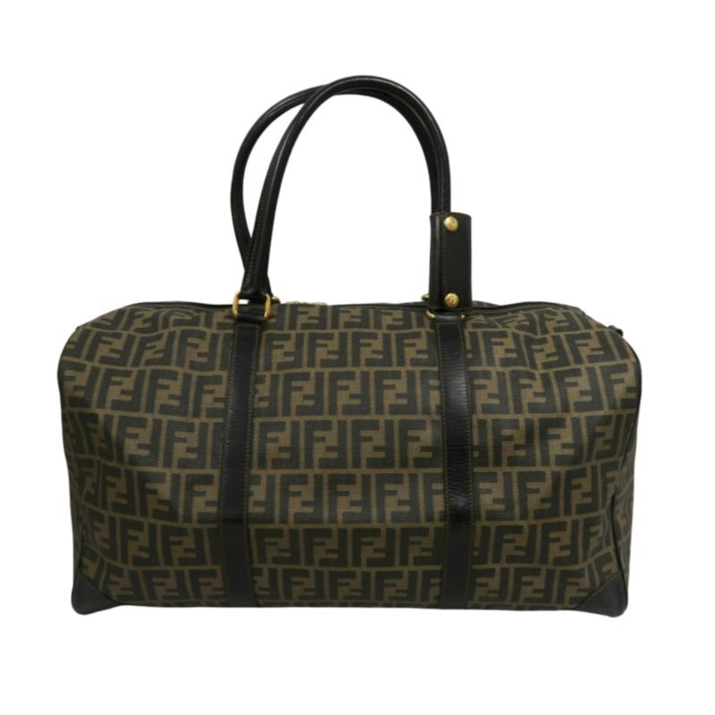 FENDI Brown Monogram PVC Boston Handbag