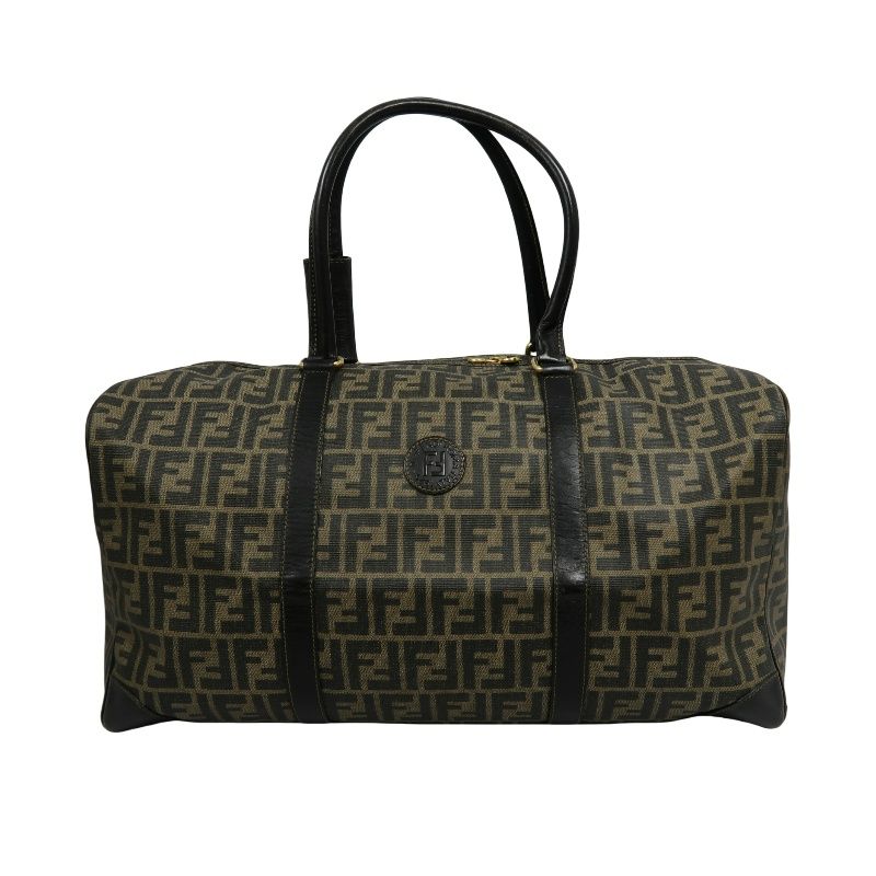 FENDI Brown Monogram PVC Boston Handbag