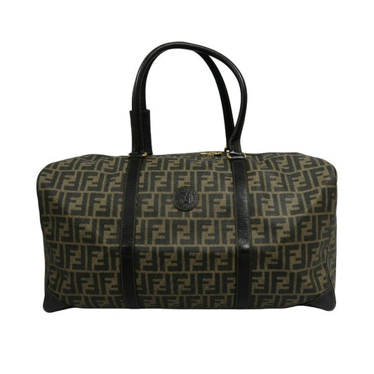 FENDI Brown Monogram PVC Boston Handbag