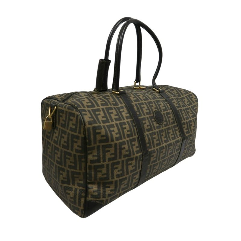 FENDI Brown Monogram PVC Boston Handbag
