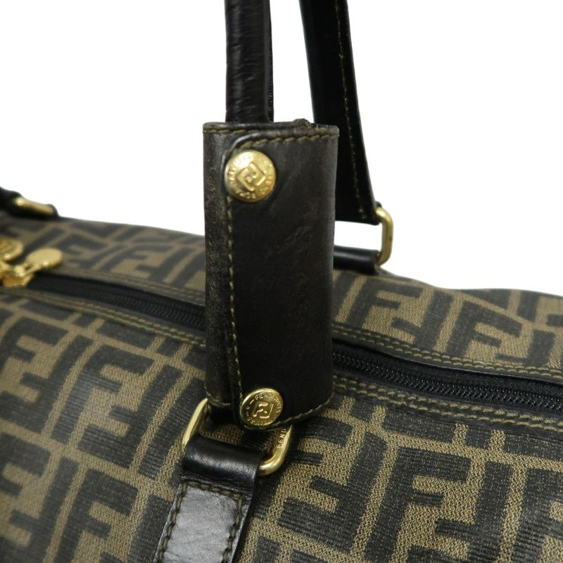 FENDI Brown Monogram PVC Boston Handbag