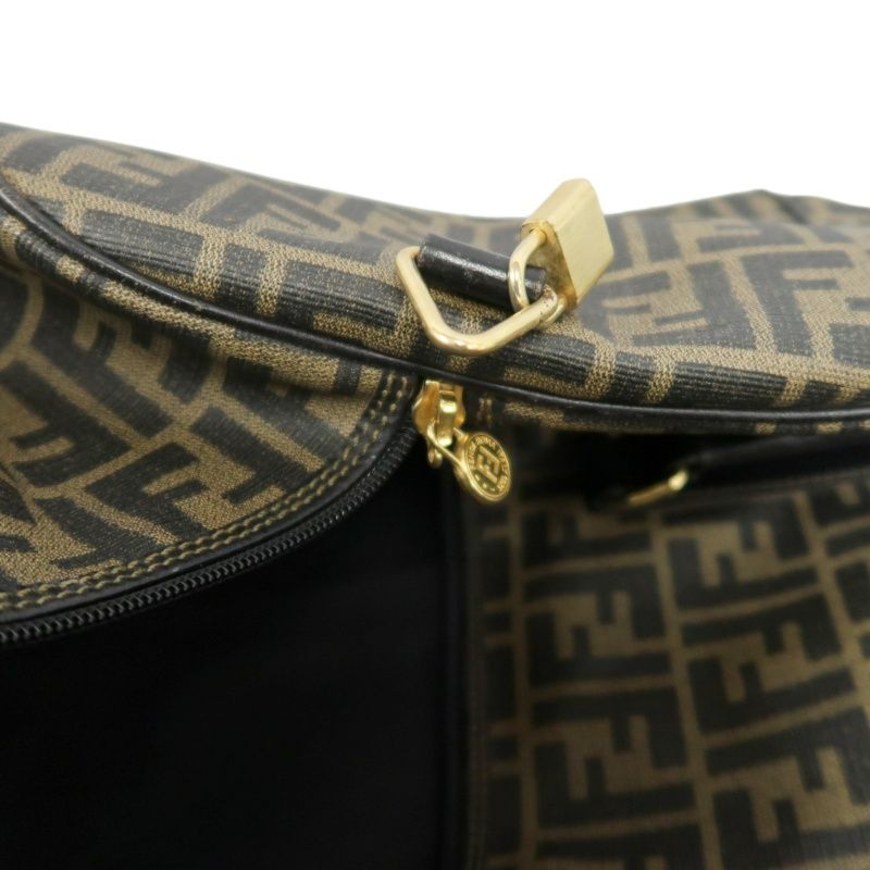 FENDI Brown Monogram PVC Boston Handbag