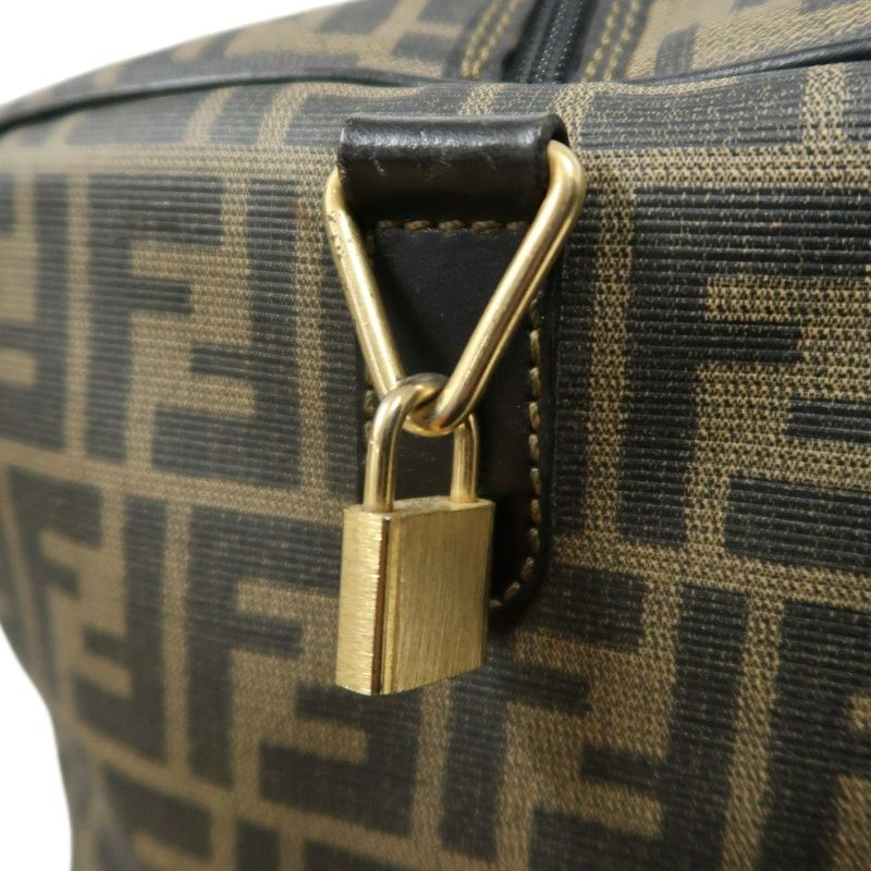 FENDI Brown Monogram PVC Boston Handbag