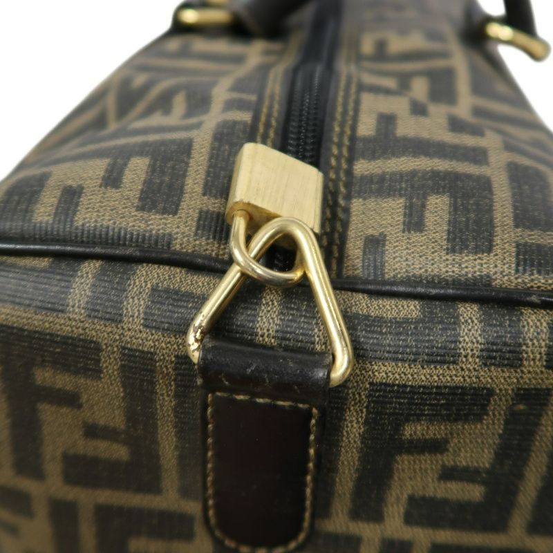 FENDI Brown Monogram PVC Boston Handbag