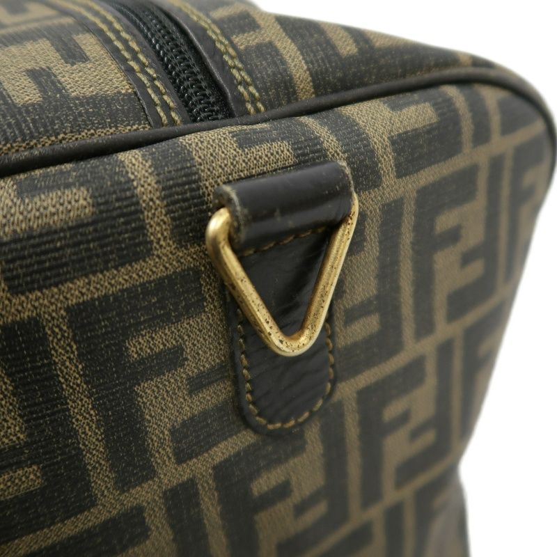 FENDI Brown Monogram PVC Boston Handbag