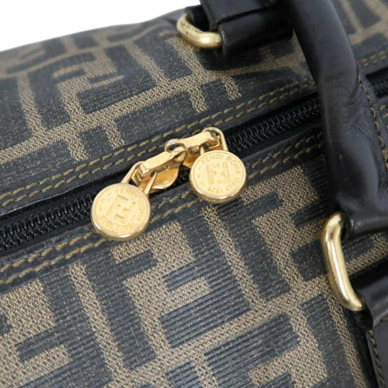 FENDI Brown Monogram PVC Boston Handbag