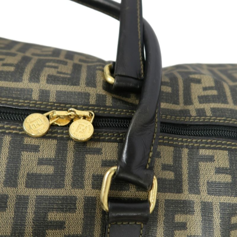 FENDI Brown Monogram PVC Boston Handbag