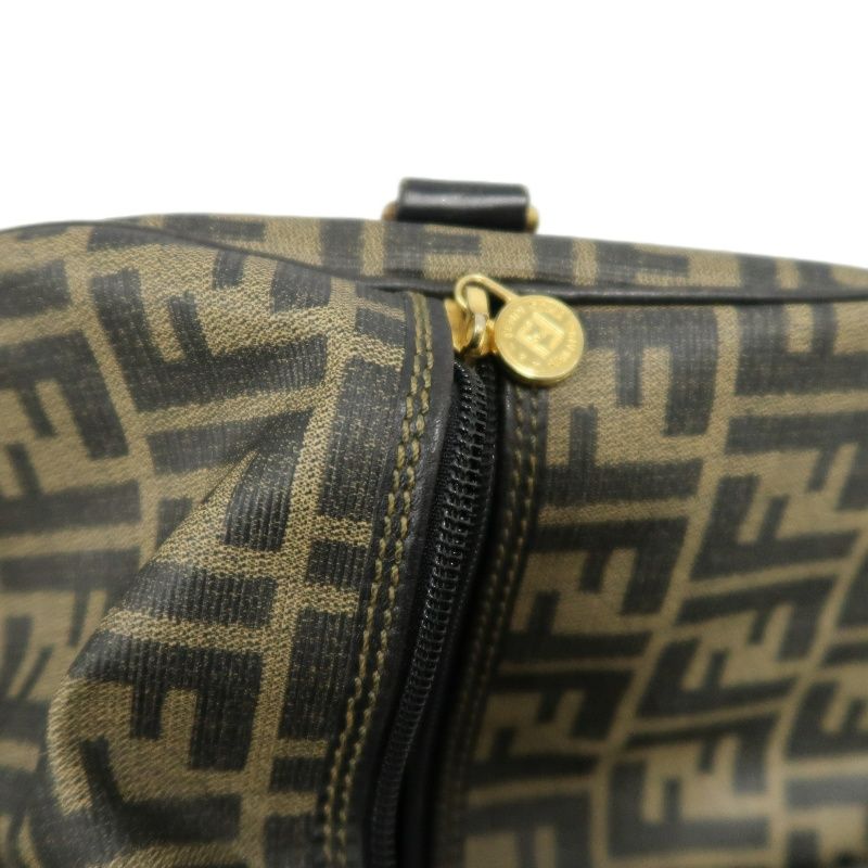 FENDI Brown Monogram PVC Boston Handbag