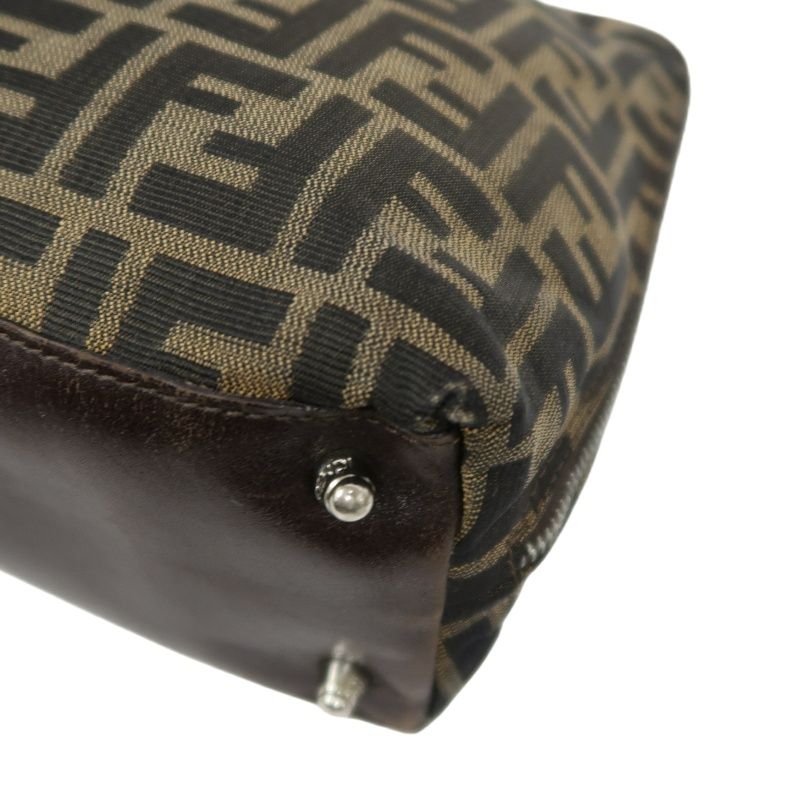 FENDI Zucca Handbag, Brown Canvas, Silver Hardware