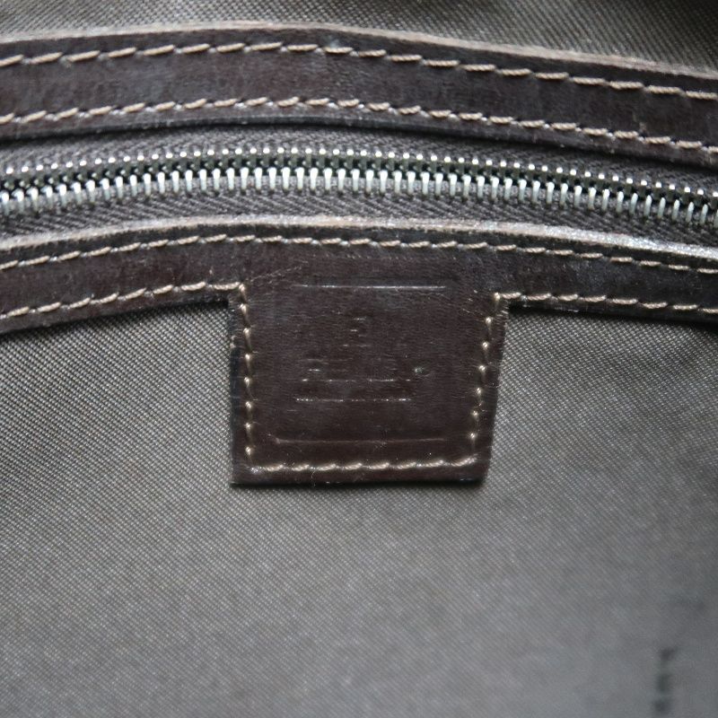 FENDI Zucca Handbag, Brown Canvas, Silver Hardware