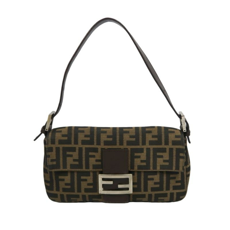 FENDI Zucca Mamma Bucket Shoulder Bag, Brown Canvas, Silver Hardware
