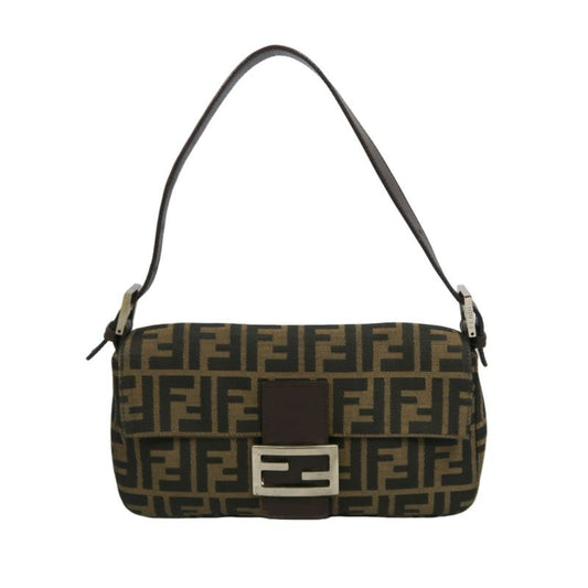 FENDI Zucca Mamma Bucket Shoulder Bag, Brown Canvas, Silver Hardware