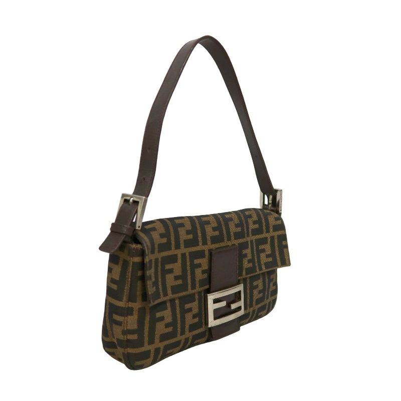 FENDI Zucca Mamma Bucket Shoulder Bag, Brown Canvas, Silver Hardware