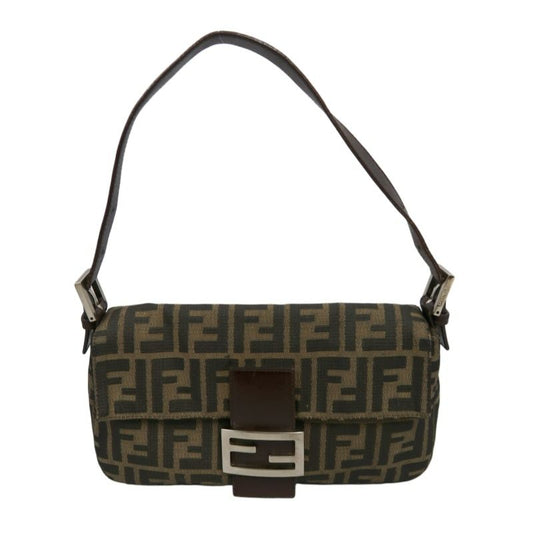 FENDI Zucca Mamma Bucket Handbag, Canvas, Brown, Silver Hardware