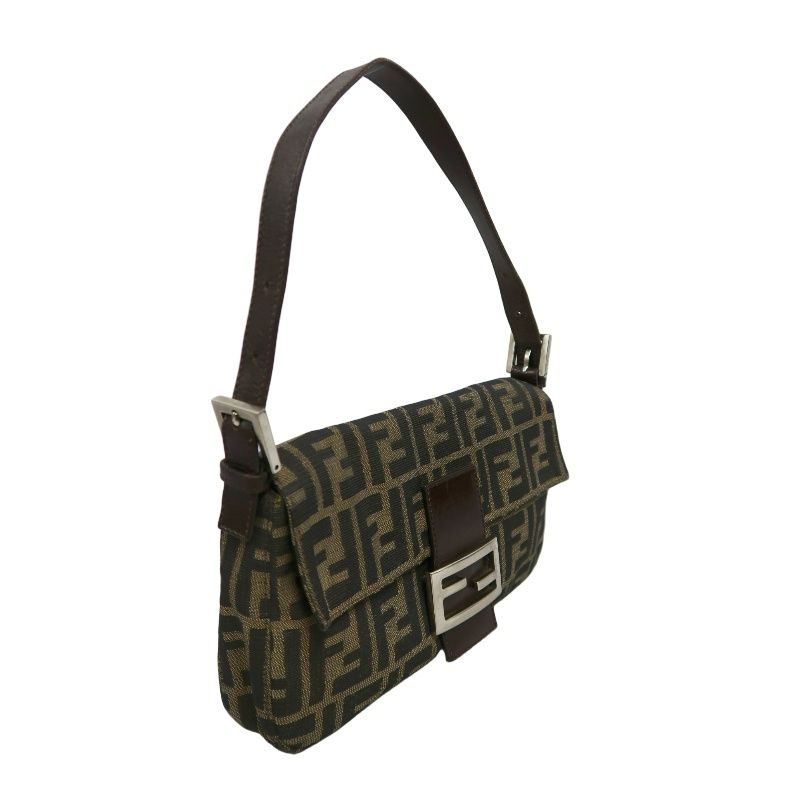 FENDI Zucca Mamma Bucket Handbag, Canvas, Brown, Silver Hardware