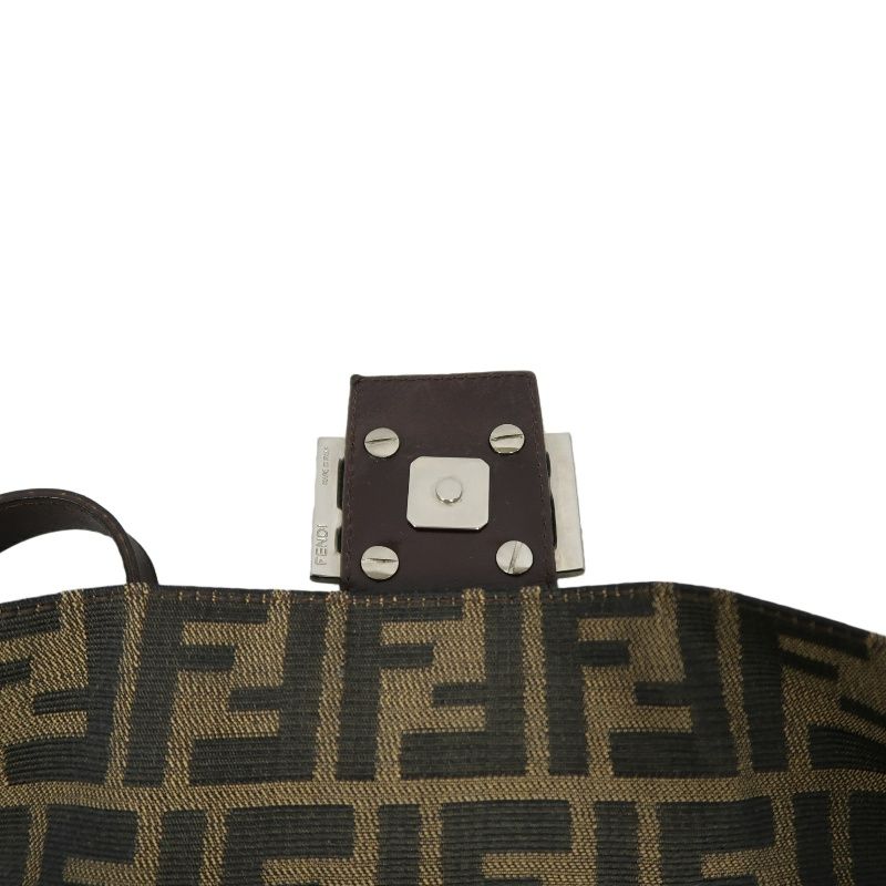 FENDI Zucca Mamma Bucket Handbag, Canvas, Brown, Silver Hardware