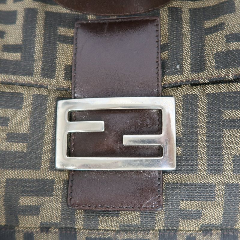 FENDI Zucca Mamma Bucket Handbag, Canvas, Brown, Silver Hardware