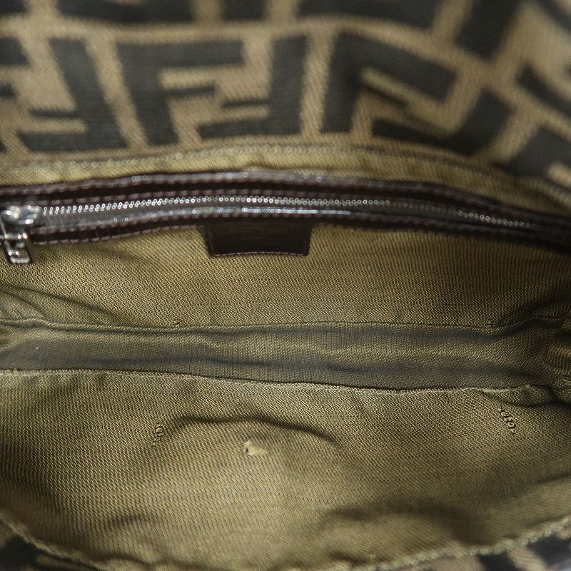 FENDI Zucca Mamma Bucket Handbag, Canvas, Brown, Silver Hardware