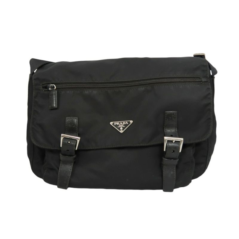 PRADA  Shoulder Bag, Nylon, Black, Silver Hardware