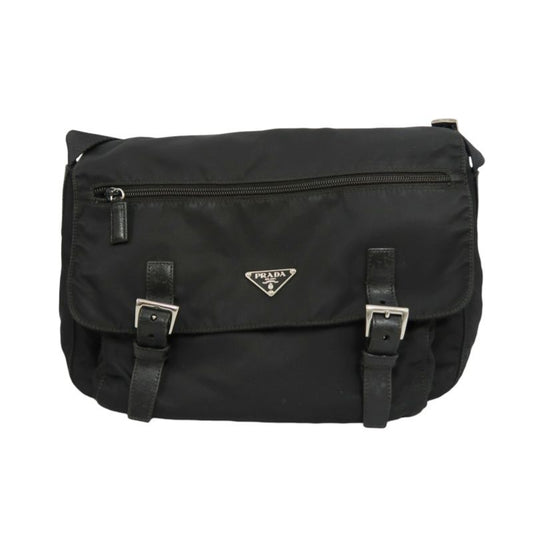 PRADA  Shoulder Bag, Nylon, Black, Silver Hardware