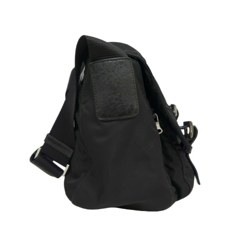 PRADA  Shoulder Bag, Nylon, Black, Silver Hardware