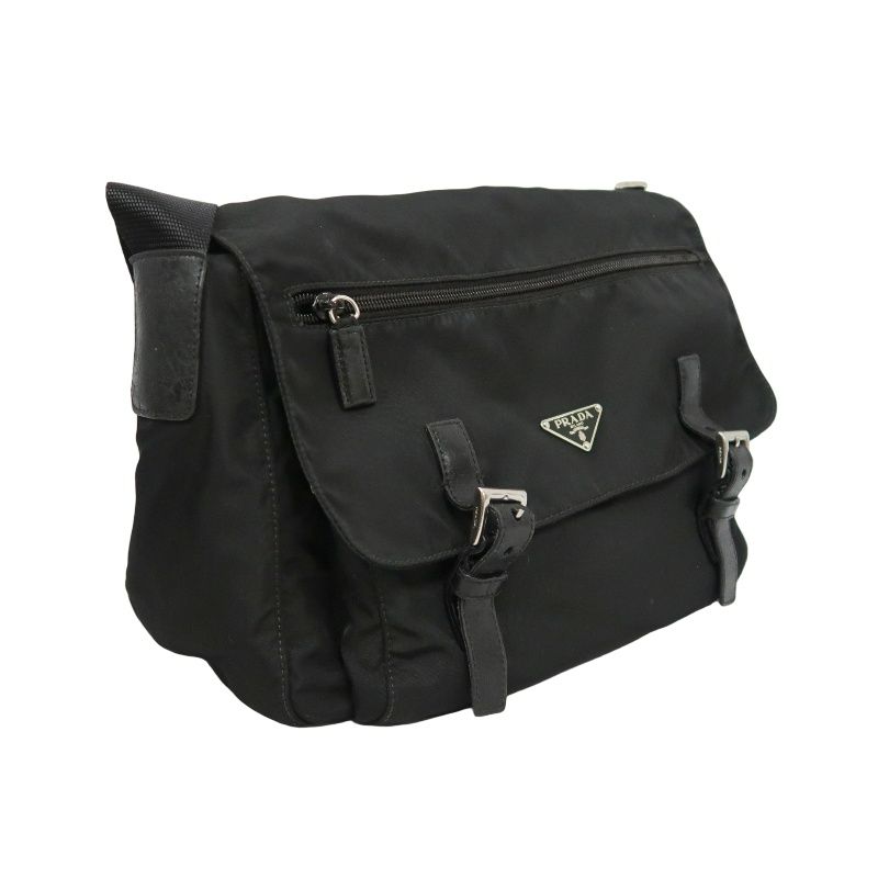 PRADA  Shoulder Bag, Nylon, Black, Silver Hardware