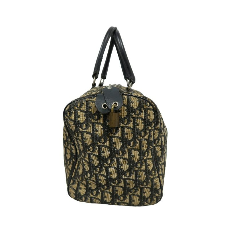 DIOR Trotter Mini Boston Bag, Brown & Black Canvas, Non-original Cadena Lock (No Key)