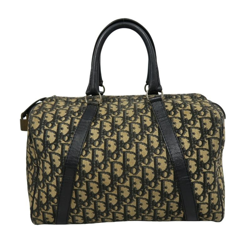 DIOR Trotter Mini Boston Bag, Brown & Black Canvas, Non-original Cadena Lock (No Key)