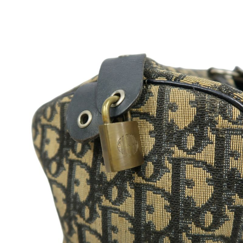 DIOR Trotter Mini Boston Bag, Brown & Black Canvas, Non-original Cadena Lock (No Key)