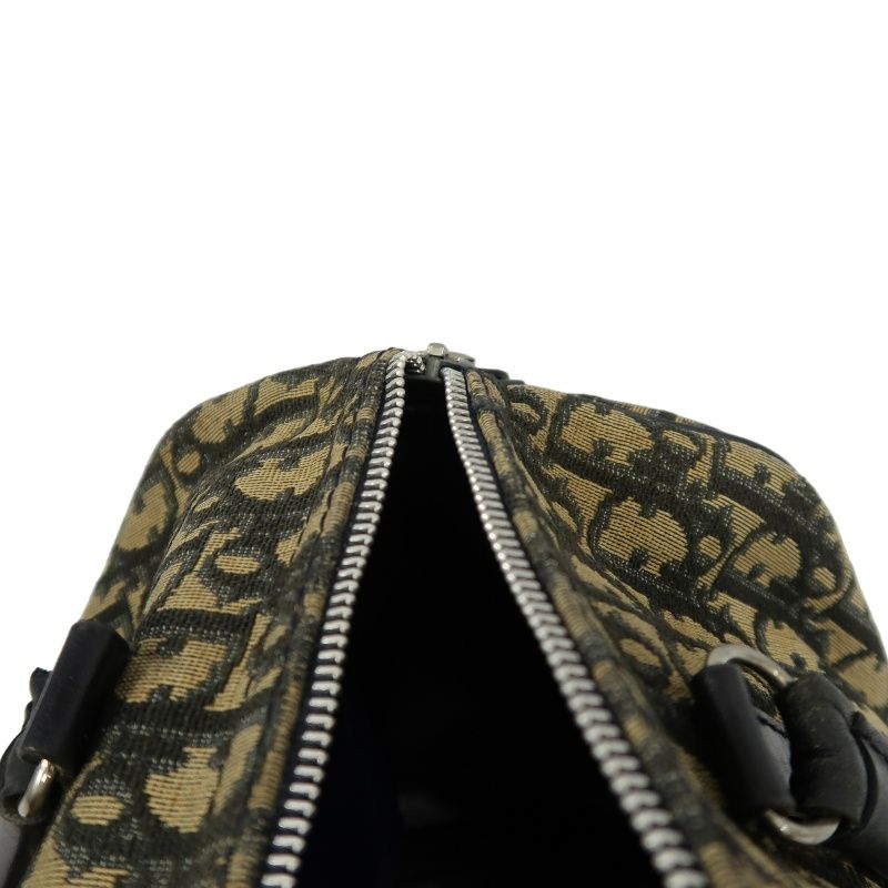 DIOR Trotter Mini Boston Bag, Brown & Black Canvas, Non-original Cadena Lock (No Key)