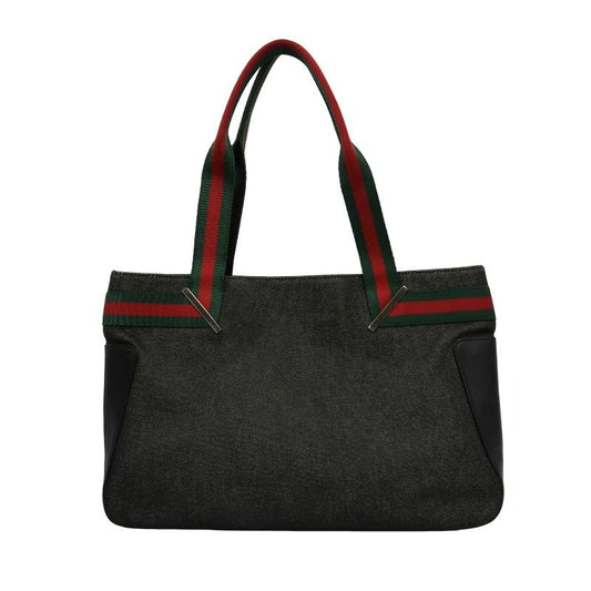 GUCCI Sherry Line Tote Bag, GG Canvas, Grey, With Dust Bag
