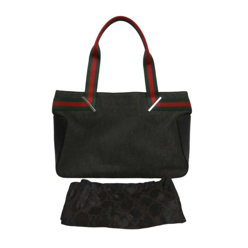 GUCCI Sherry Line Tote Bag, GG Canvas, Grey, With Dust Bag