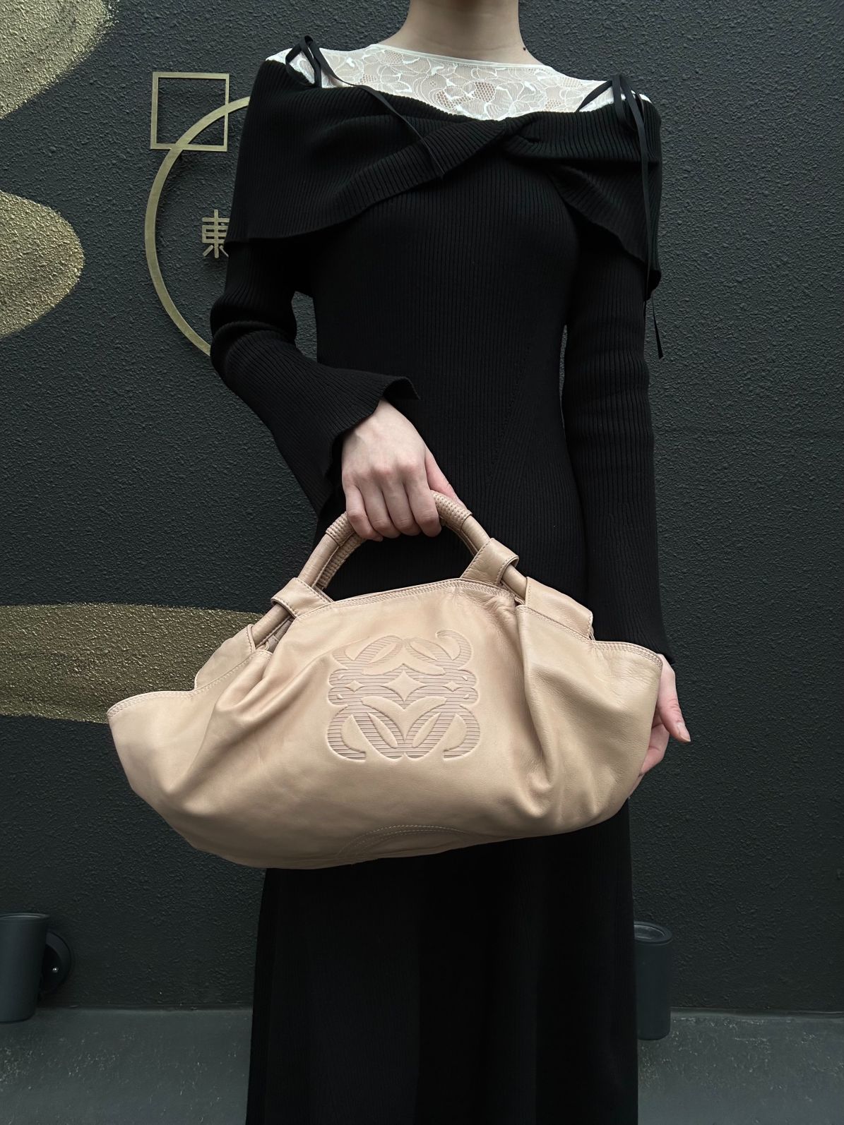 LOEWE Nappa Aire Leather Handbag Beige