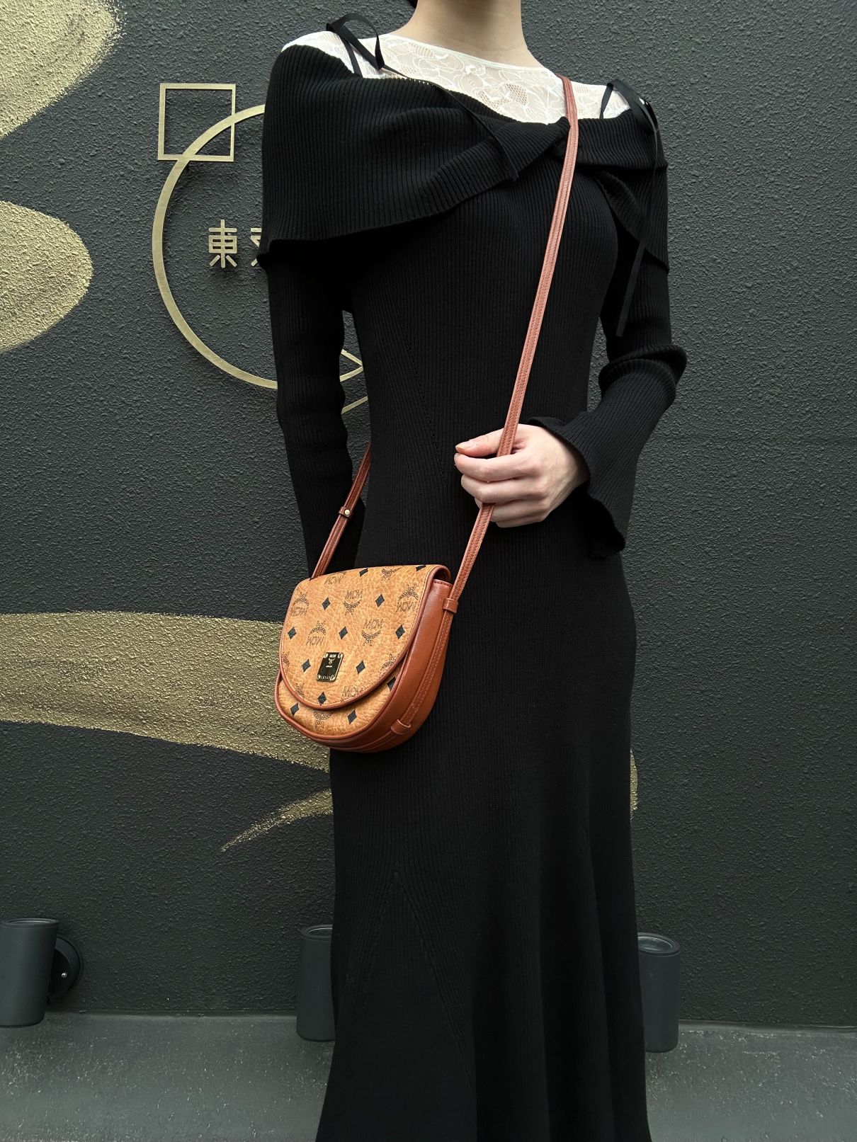 MCM Visetos Shoulder Bag PVC Leather Mustard Gold Logo Plate Hardware