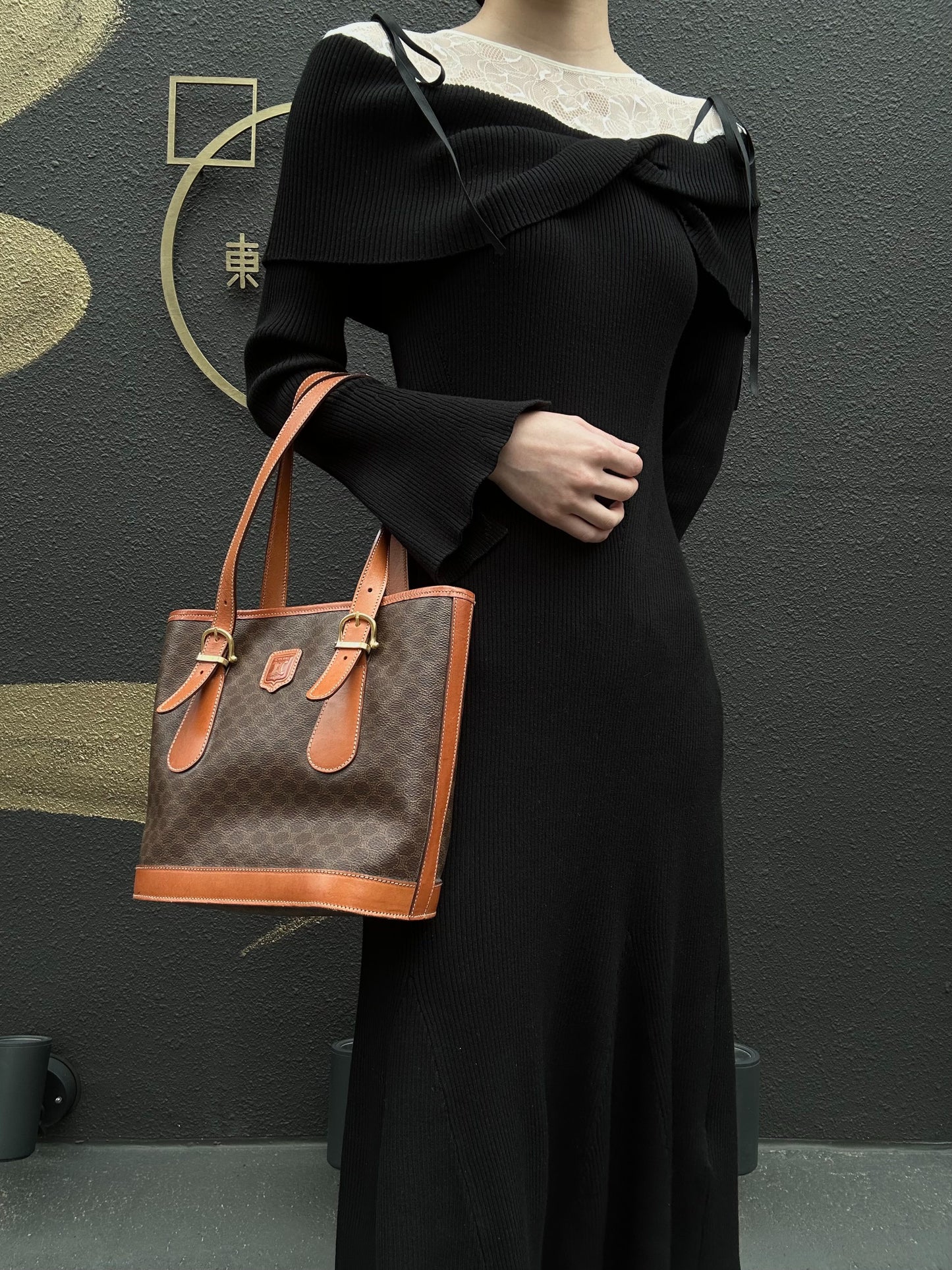 CELINE Macadam Tote Bag Brown