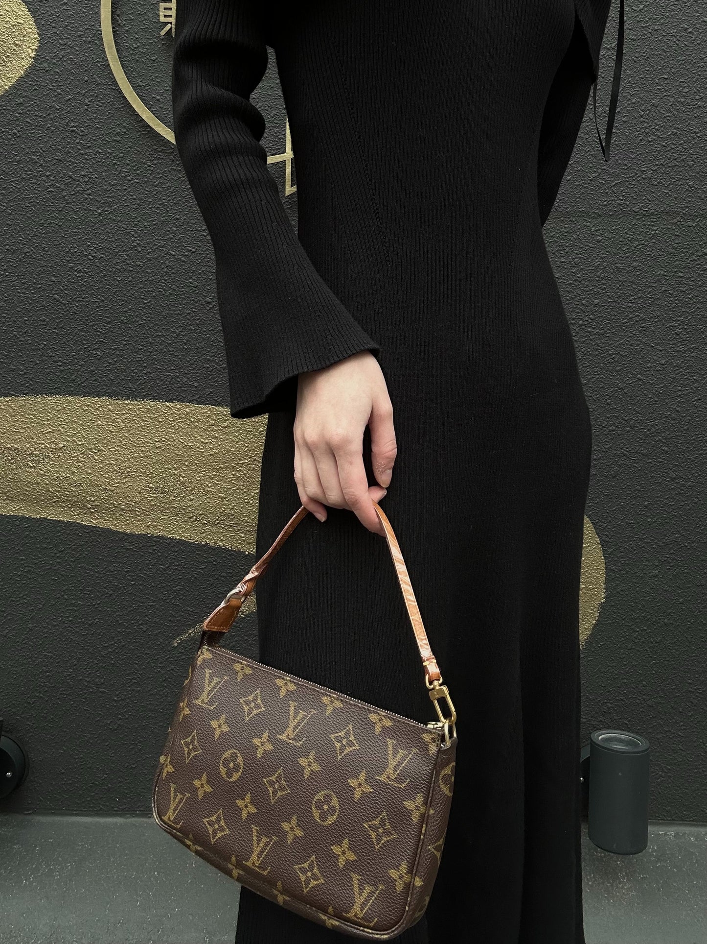 LOUIS VUITTON  Pochette Accessoires Monogram Pouch Handbag, Brown