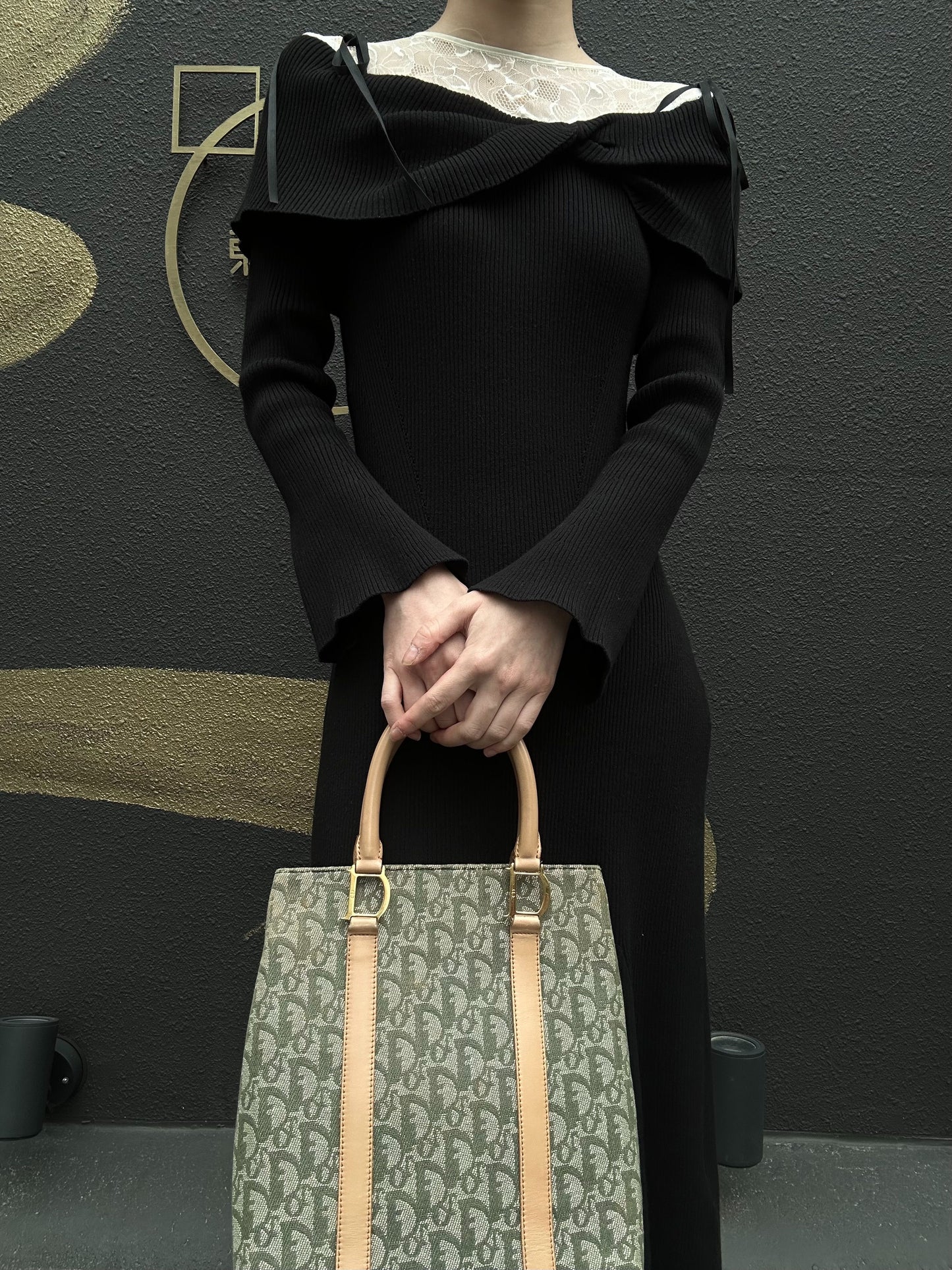 DIOR  Trotter Handbag, Canvas, Khaki, Gold Hardware, Comes with 2 Authenticity Cards