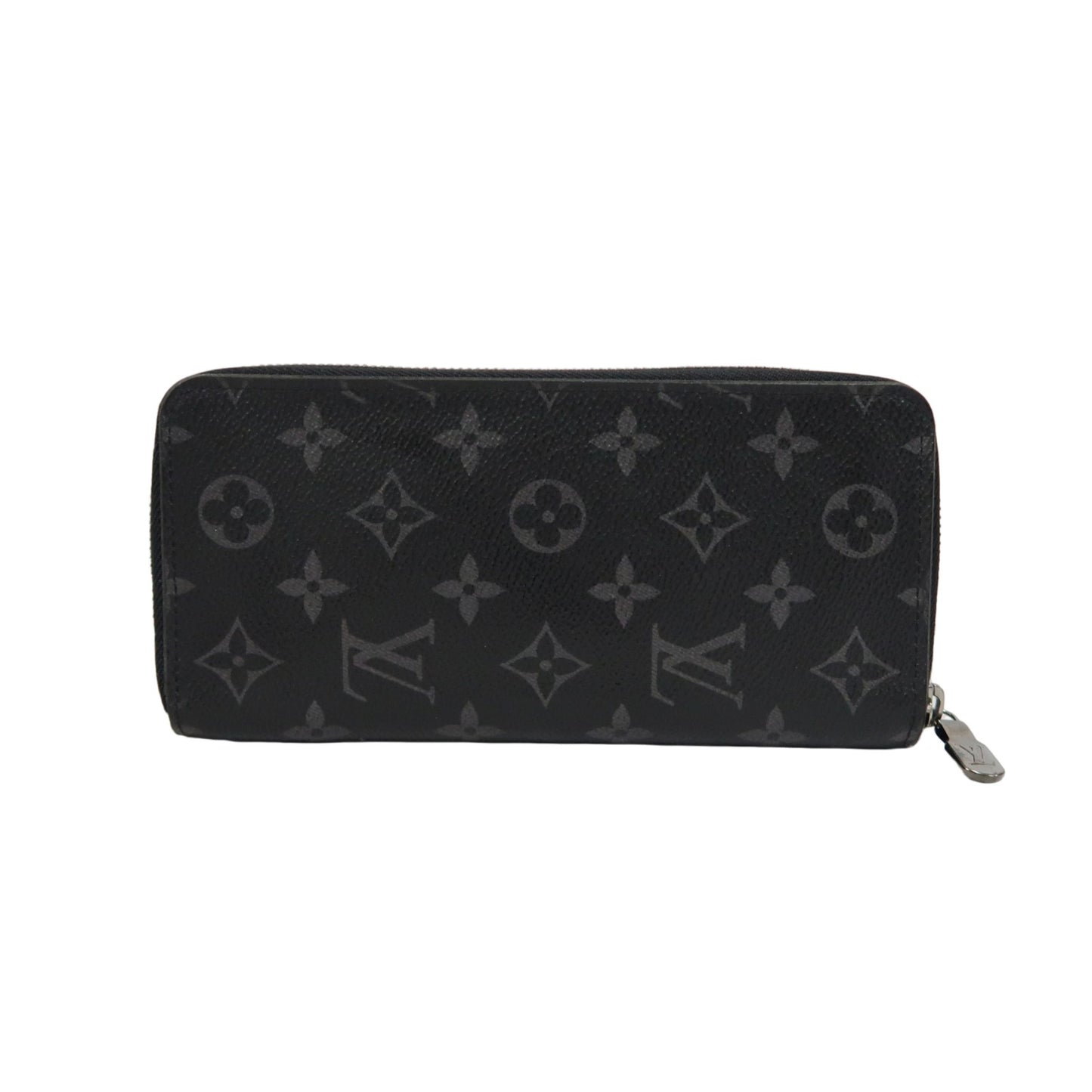 LOUIS VUITTON Monogram Eclipse Zippy Vertical Long Wallet Pvc Black Silver Hardware With Dust Bag