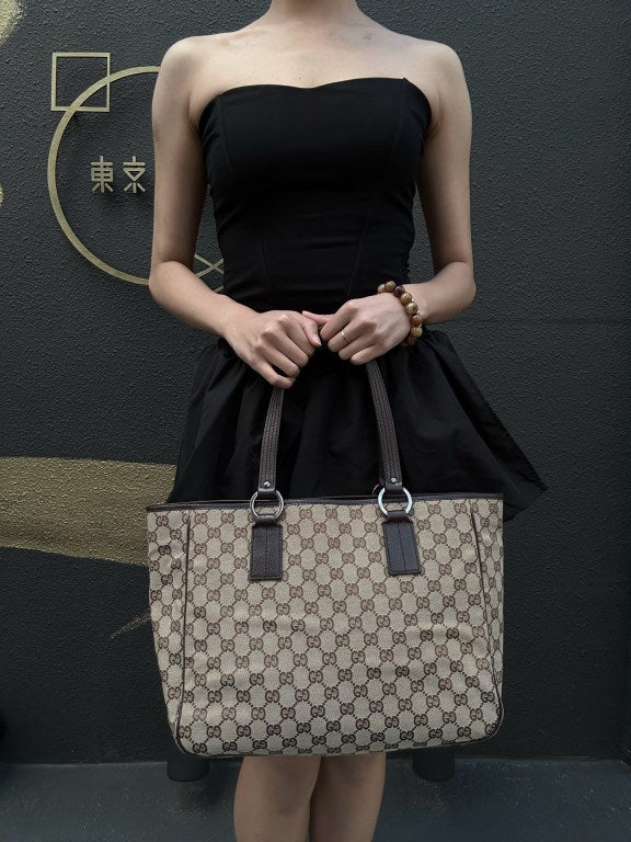 GUCCI GG Canvas Tote Bag Beige