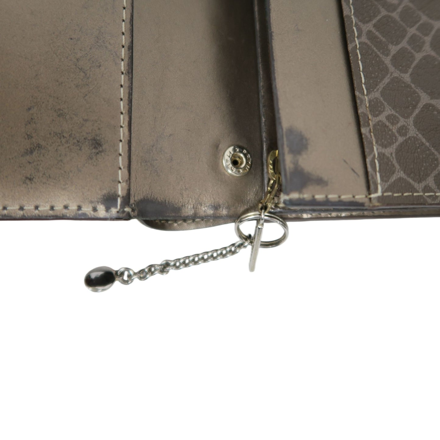 NINA RICCI Snake Embossed Leather Bifold Wallet Brown Gold Buckle Hardware