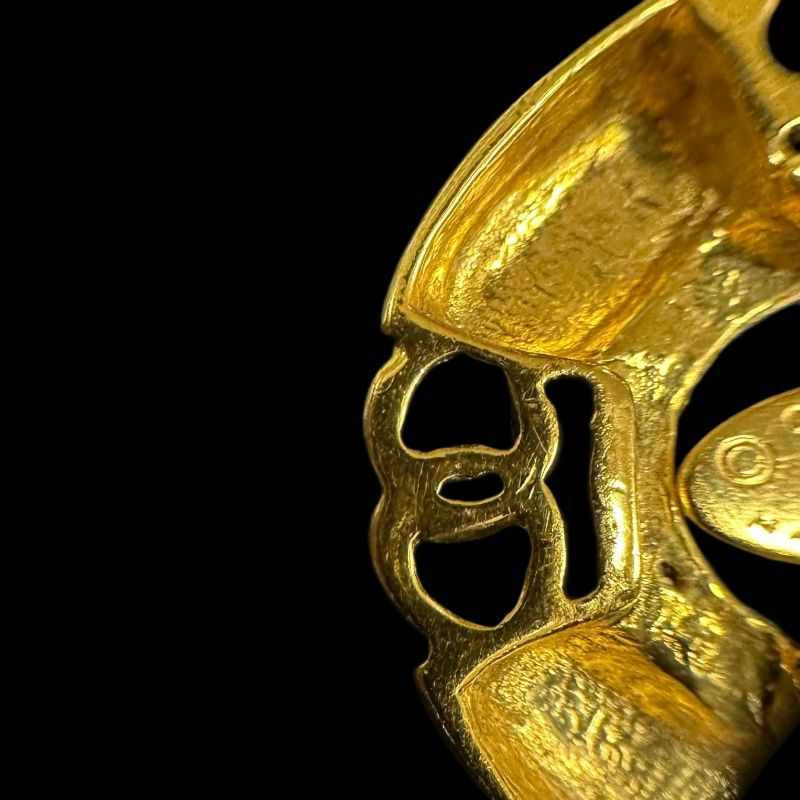 CHANEL Gold-tone Metal Fittings, Black Accent, Gold Alloy Logo Ear Clips