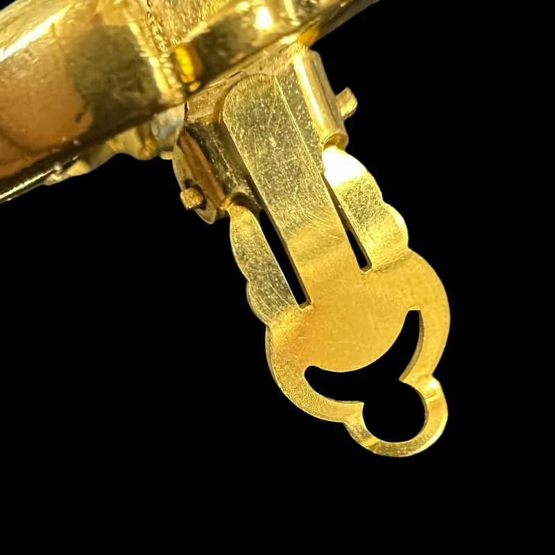 CHANEL Gold-tone Metal Fittings, Black Accent, Gold Alloy Logo Ear Clips