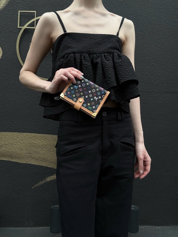 LOUIS VUITTON Multicolor Black Agenda PM PVC Wallet with Gold Hardware